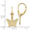 14K Cut-out Butterfly Dangle Leverback Earrings