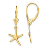 Gold Starfish Dangle Leverback Earrings