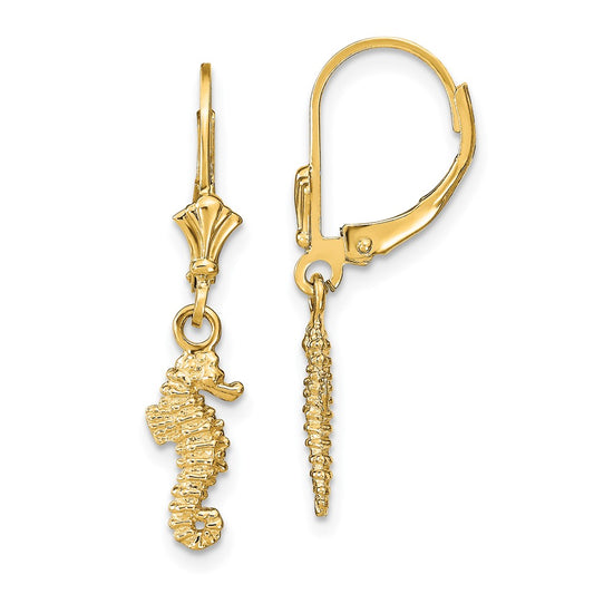 Gold Seahorse Leverback Earrings