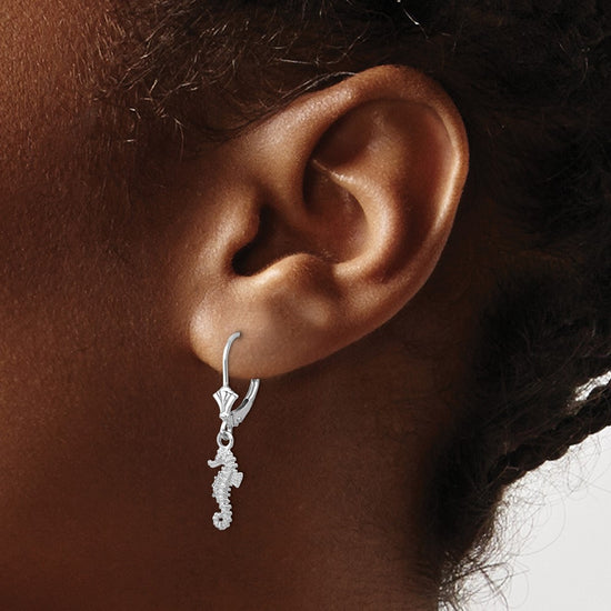 Gold Seahorse Leverback Earrings