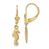 14k 3-D Seahorse Dangle Leverback Earrings