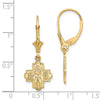14K Small 4-Way Medal Cross Dangle Leverback Earrings