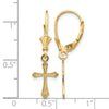 Gold Cross Leverback Earrings