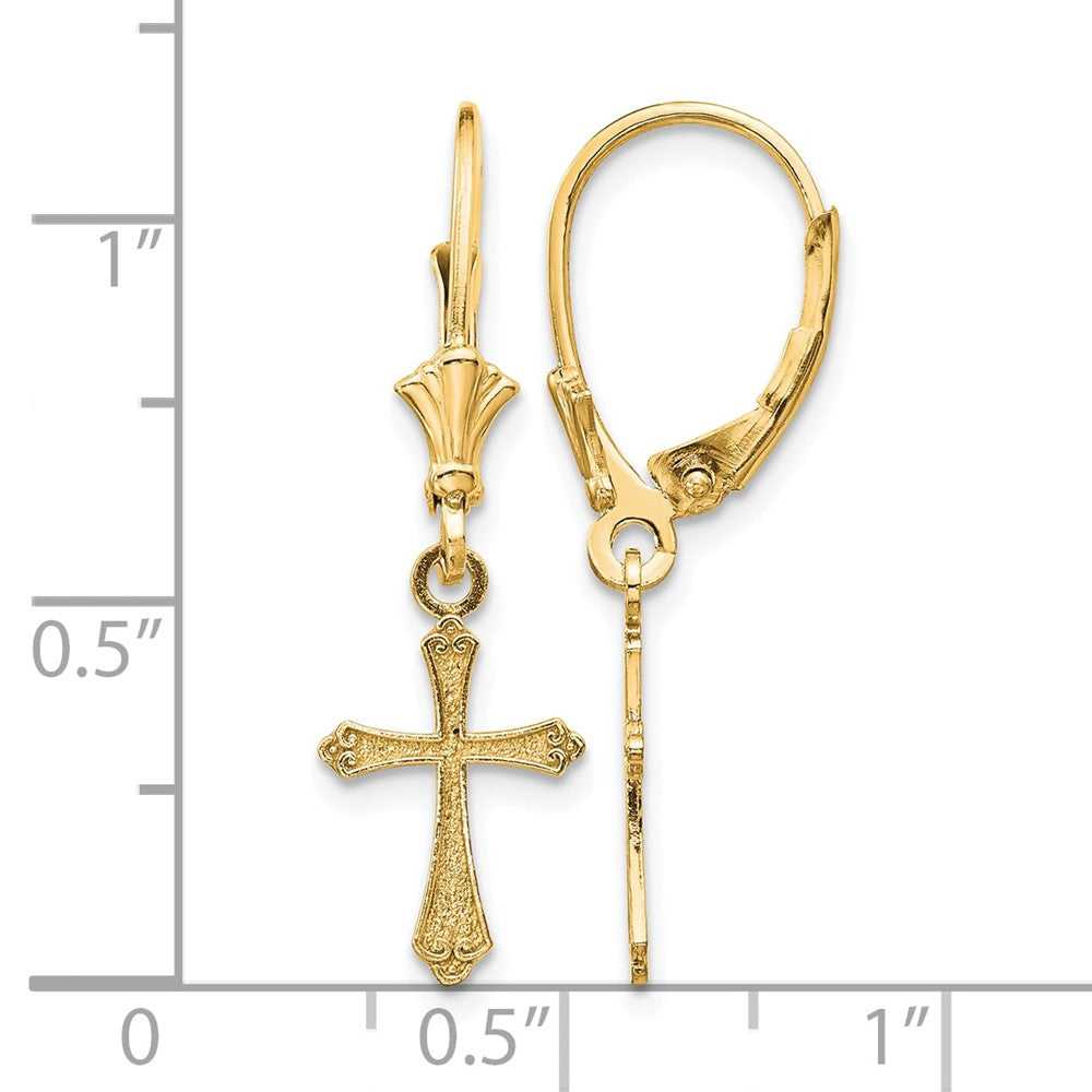 Gold Cross Leverback Earrings