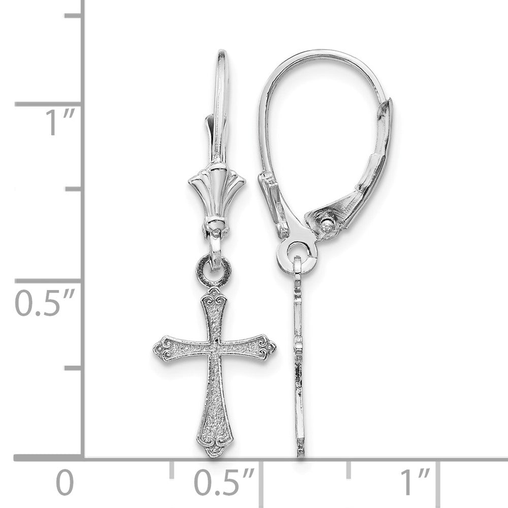 Gold Cross Leverback Earrings