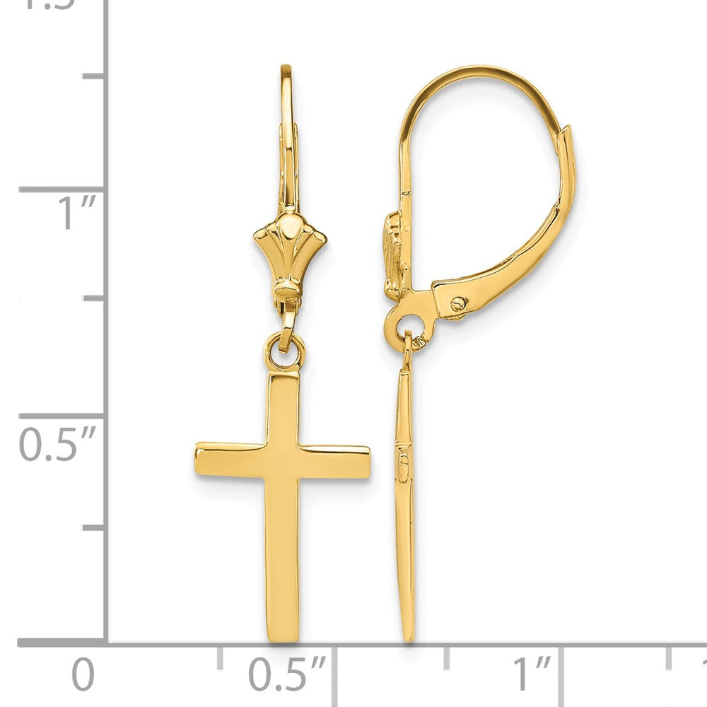 Gold Cross Leverback Earrings