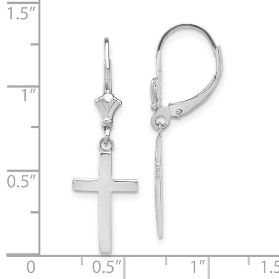 Gold Cross Leverback Earrings
