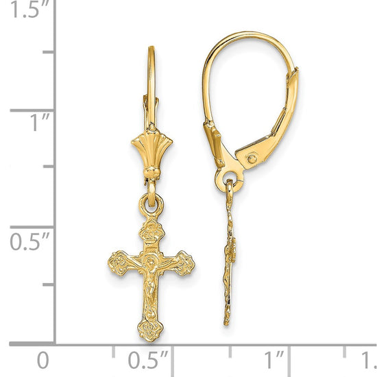 Gold Crucifix Dangle Earrings