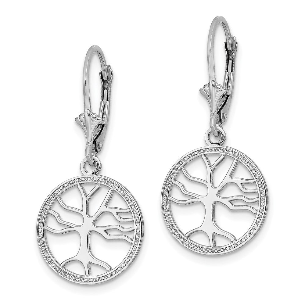 Gold Tree of Life Dangle Leverback Earrings