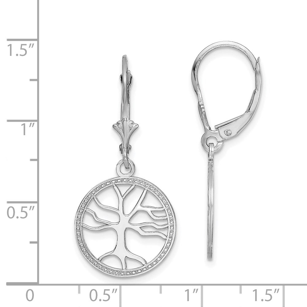 Gold Tree of Life Dangle Leverback Earrings