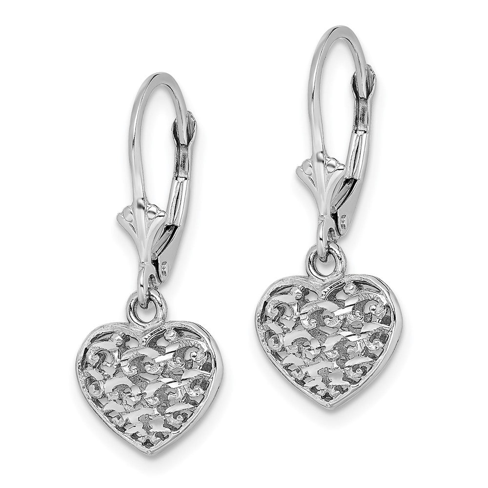 Gold Heart Dangle Leverback Earrings