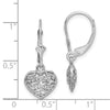 Gold Heart Dangle Leverback Earrings