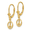 14K 3-D Peace Symbol Leverback Earrings
