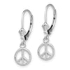 Gold Peace Symbol Dangle Leverback Earrings