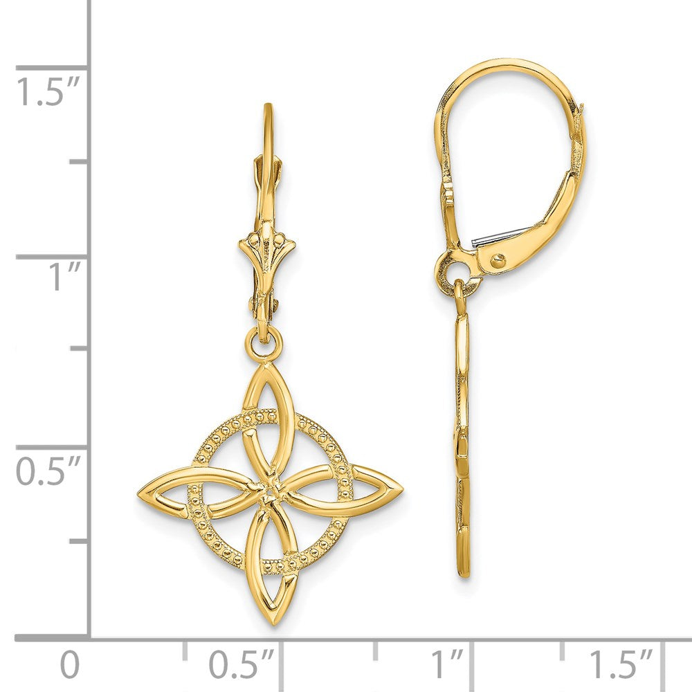 14K Celtic Eternity Knot Dangle Leverback Earrings