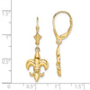 14K Fleur-de-Lis Dangle Leverback Earrings