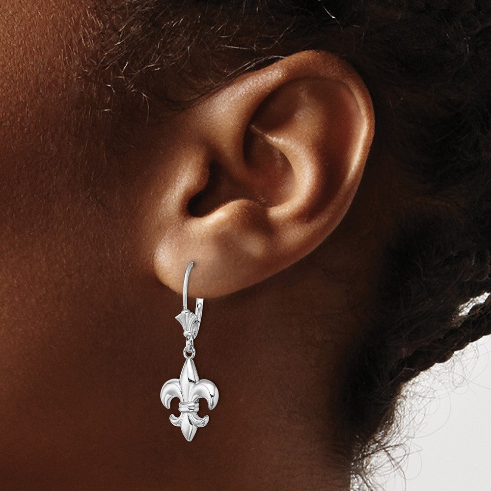 Gold Fleur de lis Dangle Leverback Earrings