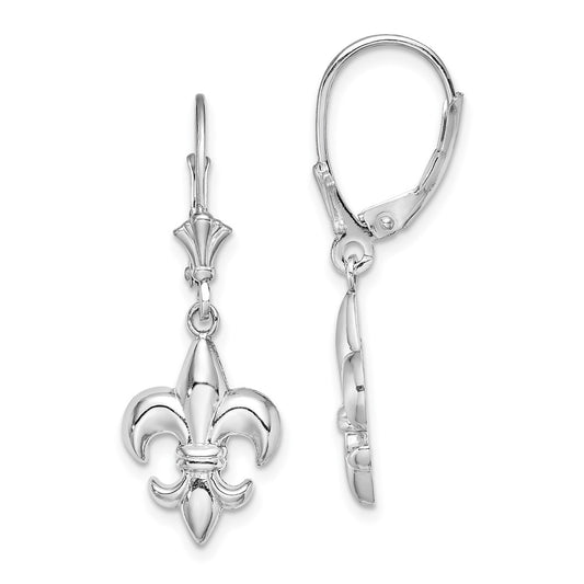 Gold Fleur de lis Dangle Leverback Earrings