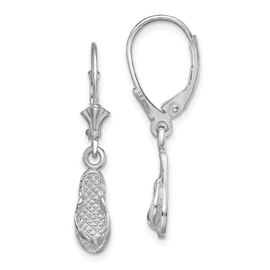 14k White Gold Flip-Flop Dangle Leverback Earrings