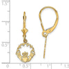 14k Polished Claddagh Dangle Leverback Earrings