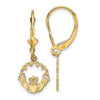 14k Polished Claddagh Dangle Leverback Earrings