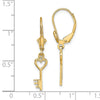 Gold Key Dangle Leverback Earrings