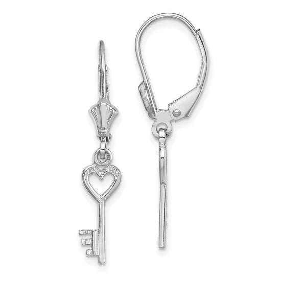 Gold Key Dangle Leverback Earrings