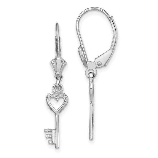 Gold Key Dangle Leverback Earrings