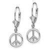 Gold Peace Symbol Dangle Leverback Earrings
