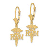 14K RN Caduceus Dangle Leverback Earrings