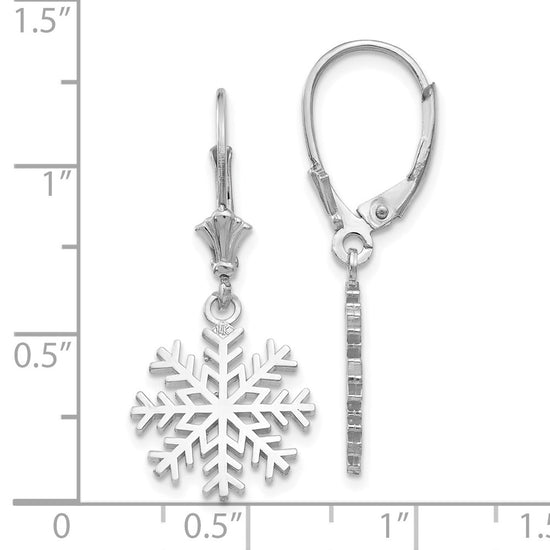 Gold Snowflake Dangle Leverback Earrings