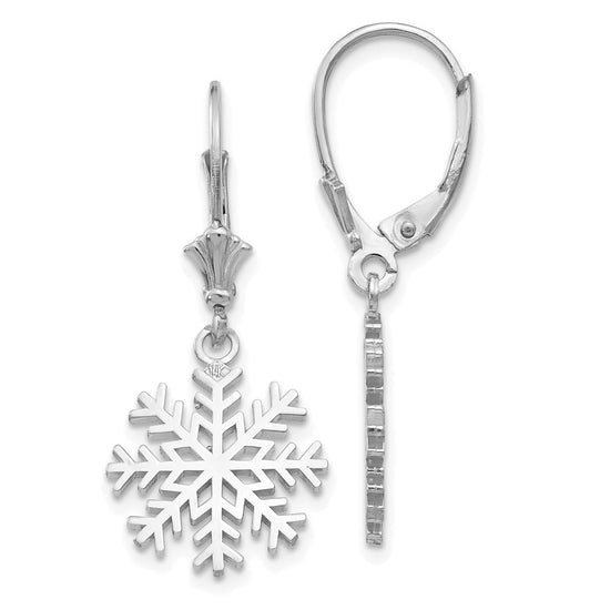 Gold Snowflake Dangle Leverback Earrings