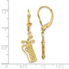 14K Textured Golf Bag Dangle Leverback Earrings