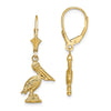 14K 3-D Standing Pelican Dangle Leverback Earrings