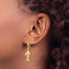 14K 3-D Fishbone Dangle Leverback Earrings