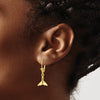 14K Small Whale Tail Dangle Leverback Earrings
