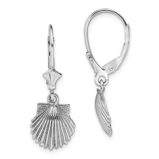 Gold Sea Shell Leverback Earrings