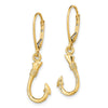 14K 3-D Fish Hook Dangle Leverback Earrings