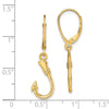 14K 3-D Fish Hook Dangle Leverback Earrings