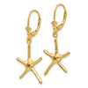 Gold Starfish Dangle Leverback Earrings