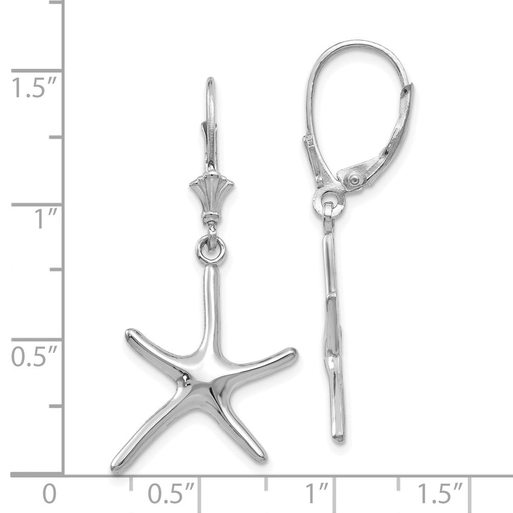 Gold Starfish Dangle Leverback Earrings