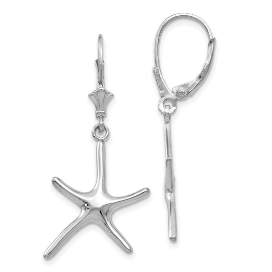 Gold Starfish Dangle Leverback Earrings