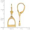 14K 3-D Small Horse Stirrup Leverback Earrings