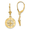 14K Mini Nautical Compass Dangle Leverback Earrings