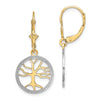Gold Tree of Life Dangle Leverback Earrings