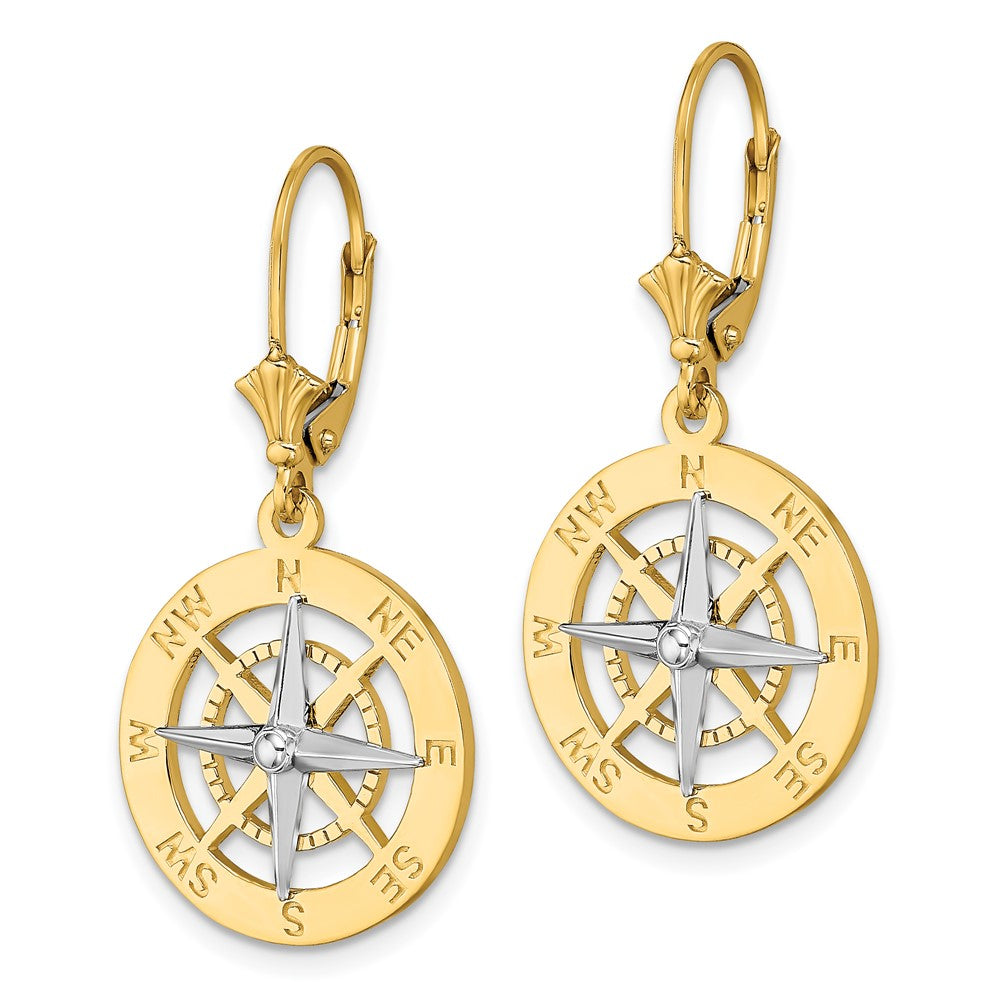 Gold Compass Leverback Earrings