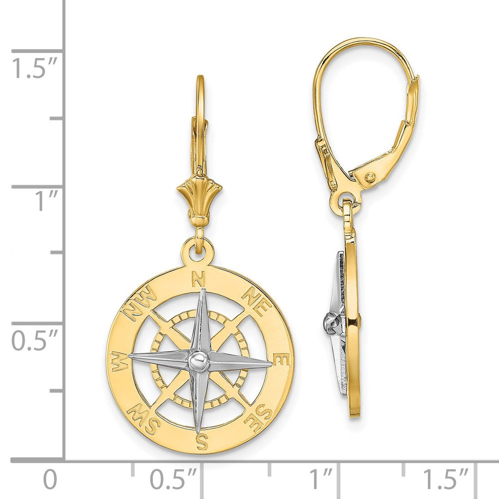 Gold Compass Leverback Earrings