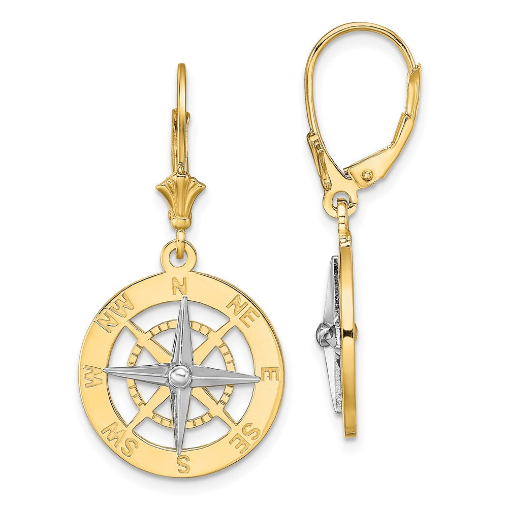 Gold Compass Leverback Earrings