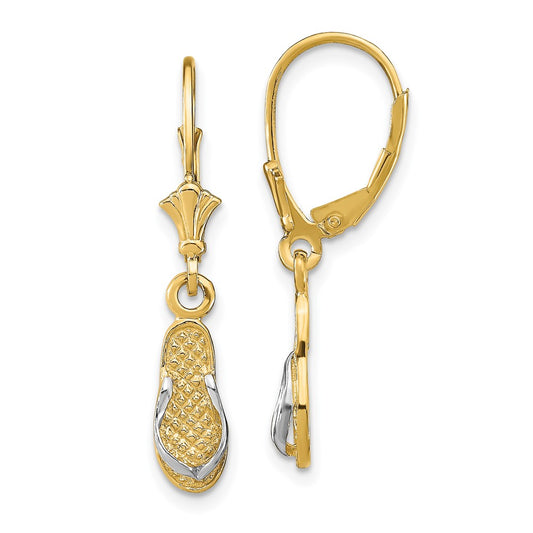 Gold Sandal Dangle Leverback Earrings