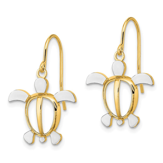 Gold Turtle Shephard Hook Earrings